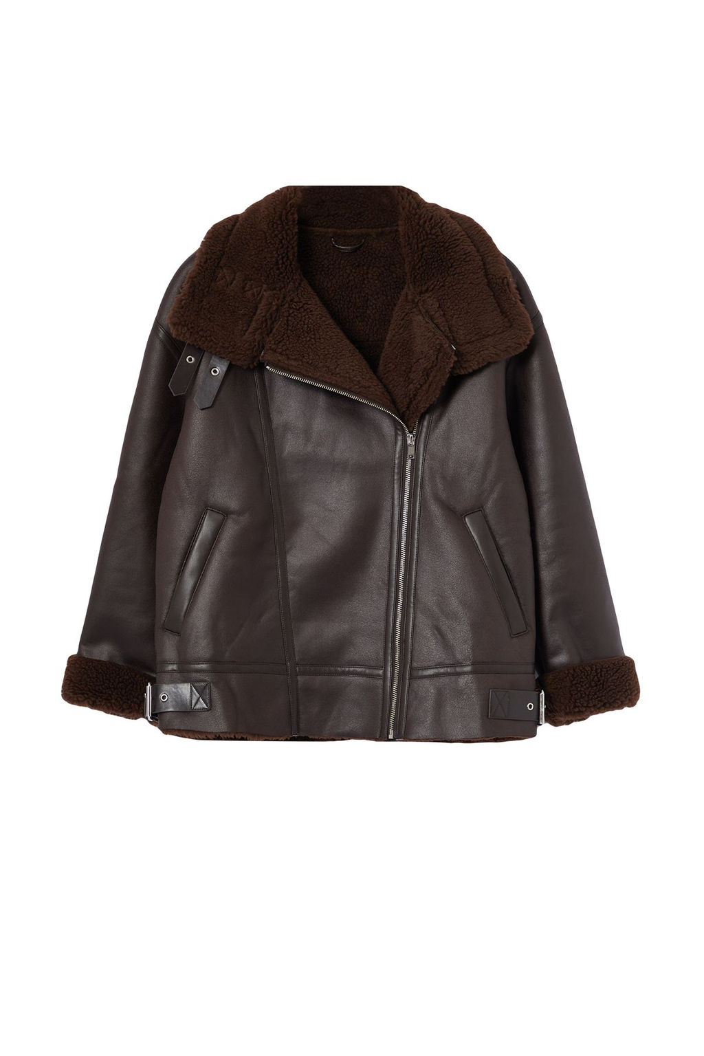 Vizon Regular Kal?p Yakas? Kemer Detayl? Peluslu Suet Biker Ceket Mont TWOAW25MO00011 - Trendyolmilla фото 16