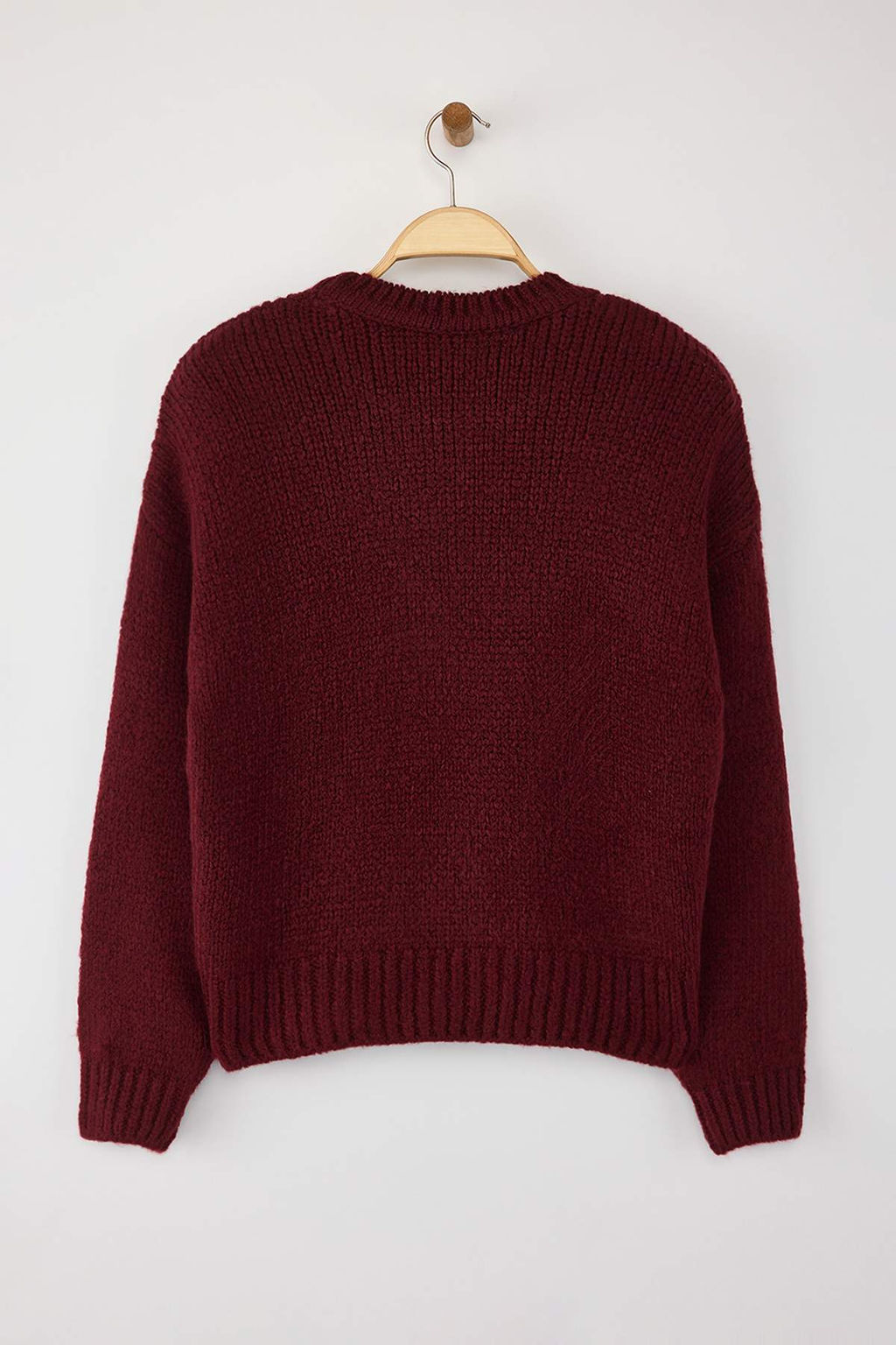 Bordo Genis Kal?p Yumusak Dokulu Basic Triko Kazak TWOAW23KZ00185