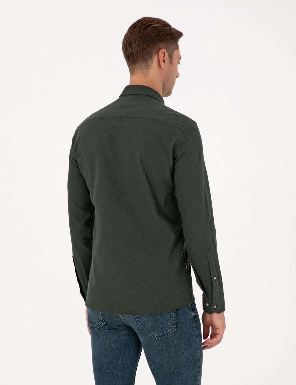 Koyu Haki Slim Fit Uzun Kollu G_mlek - Pierre cardin фото 5