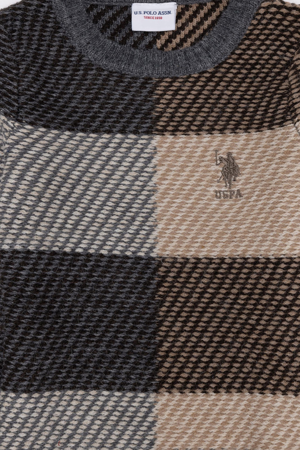 Серый меланжевый вязаный свитер для мальчика - U.s. polo assn фото 3