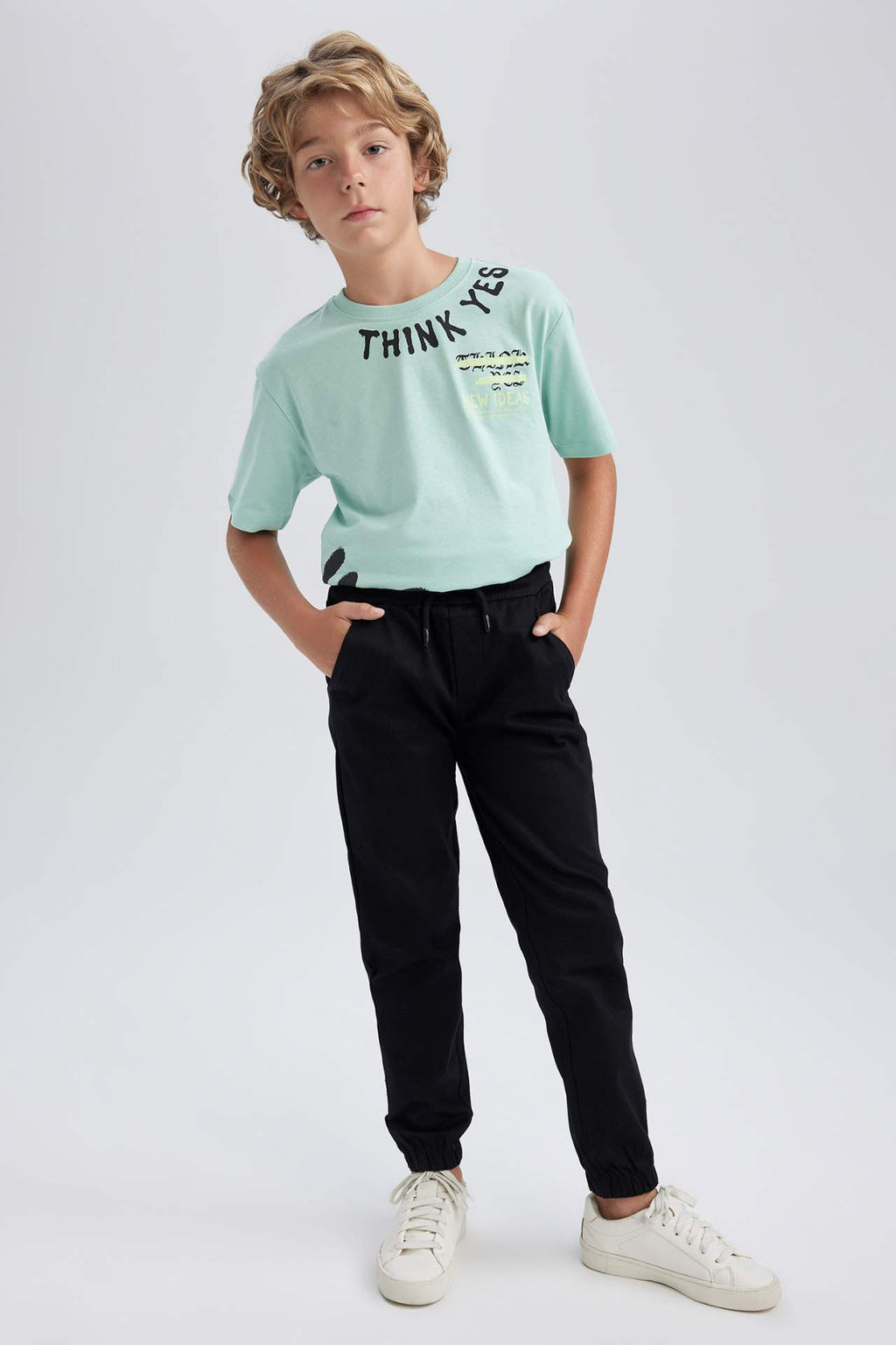 Erkek Cocuk Beli Bagc?kl? Lastikli Paca Cepli Jogger Gabardin Pantolon - Defacto фото 4