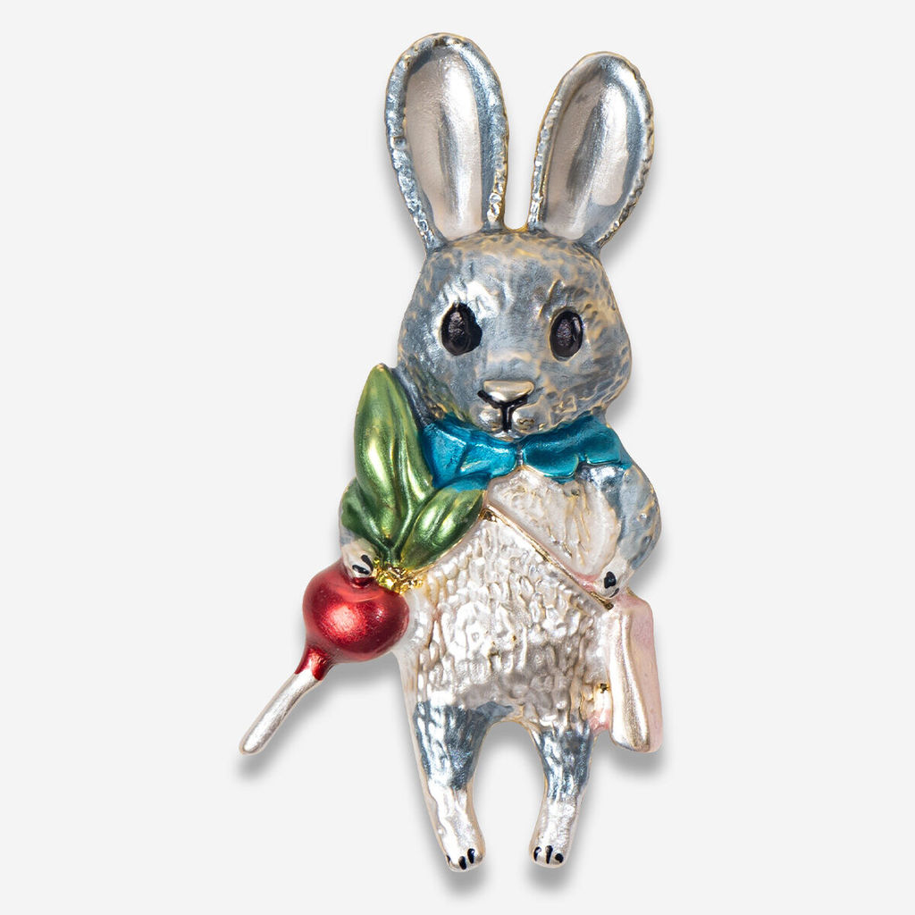 Брошь на магните в виде пасхального кролика металлическая