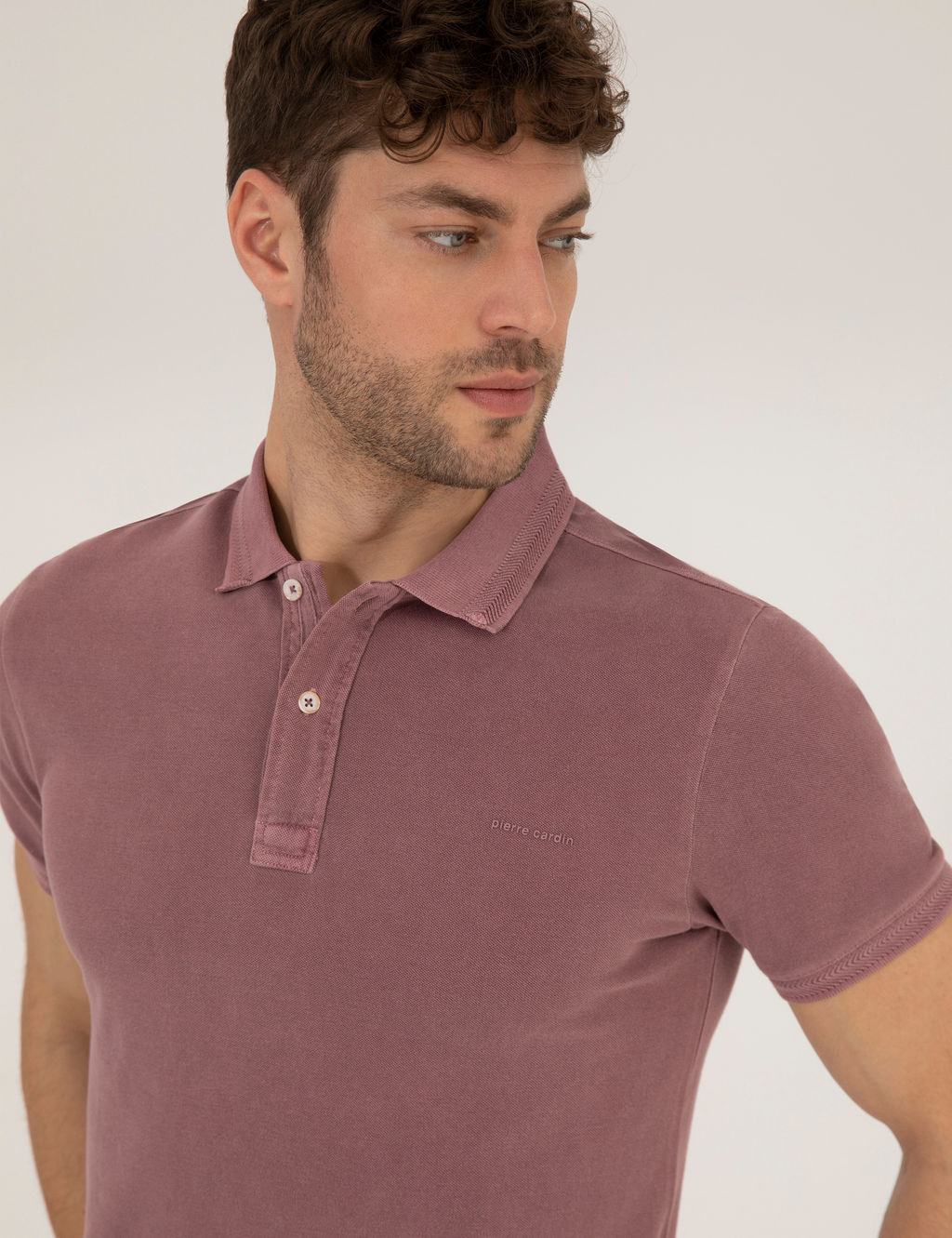 Pembe Dokulu Slim Fit Polo Yaka Ti__rt