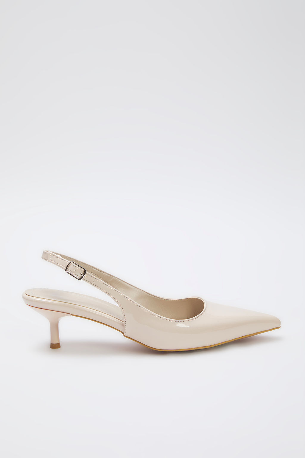 Bej Rugan Sivri Burun Kad?n 4 cm Kitten Topuklu Ayakkab? TAKSS25TO00005