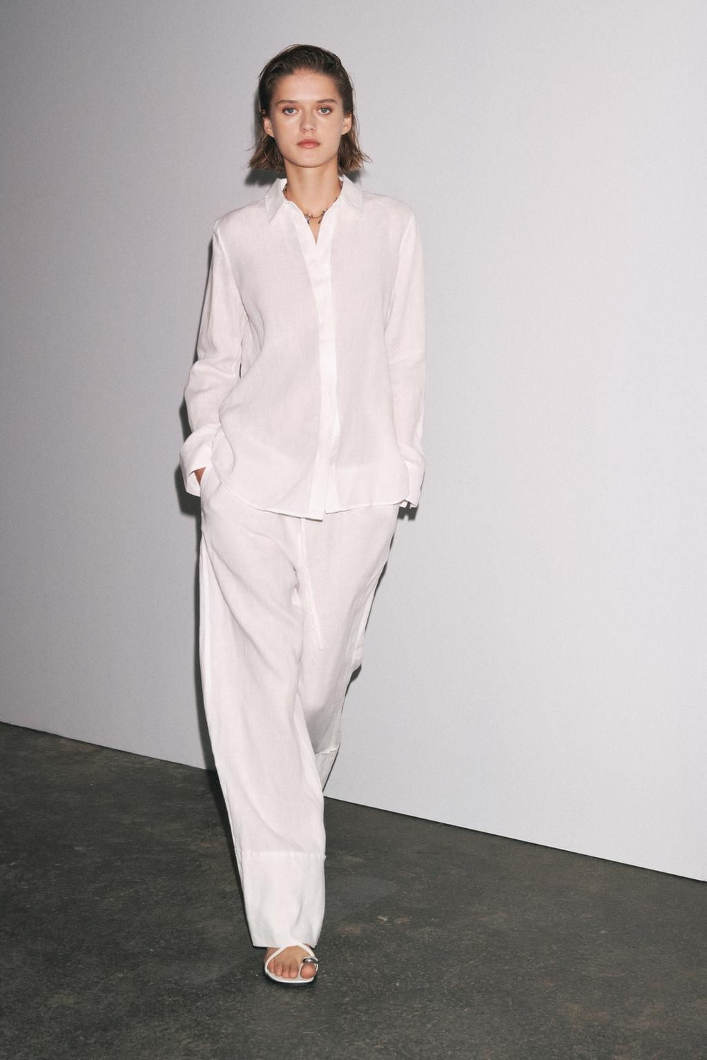 ZW COLLECTION 100% LINEN PALAZZO TROUSERS - Zara фото 22