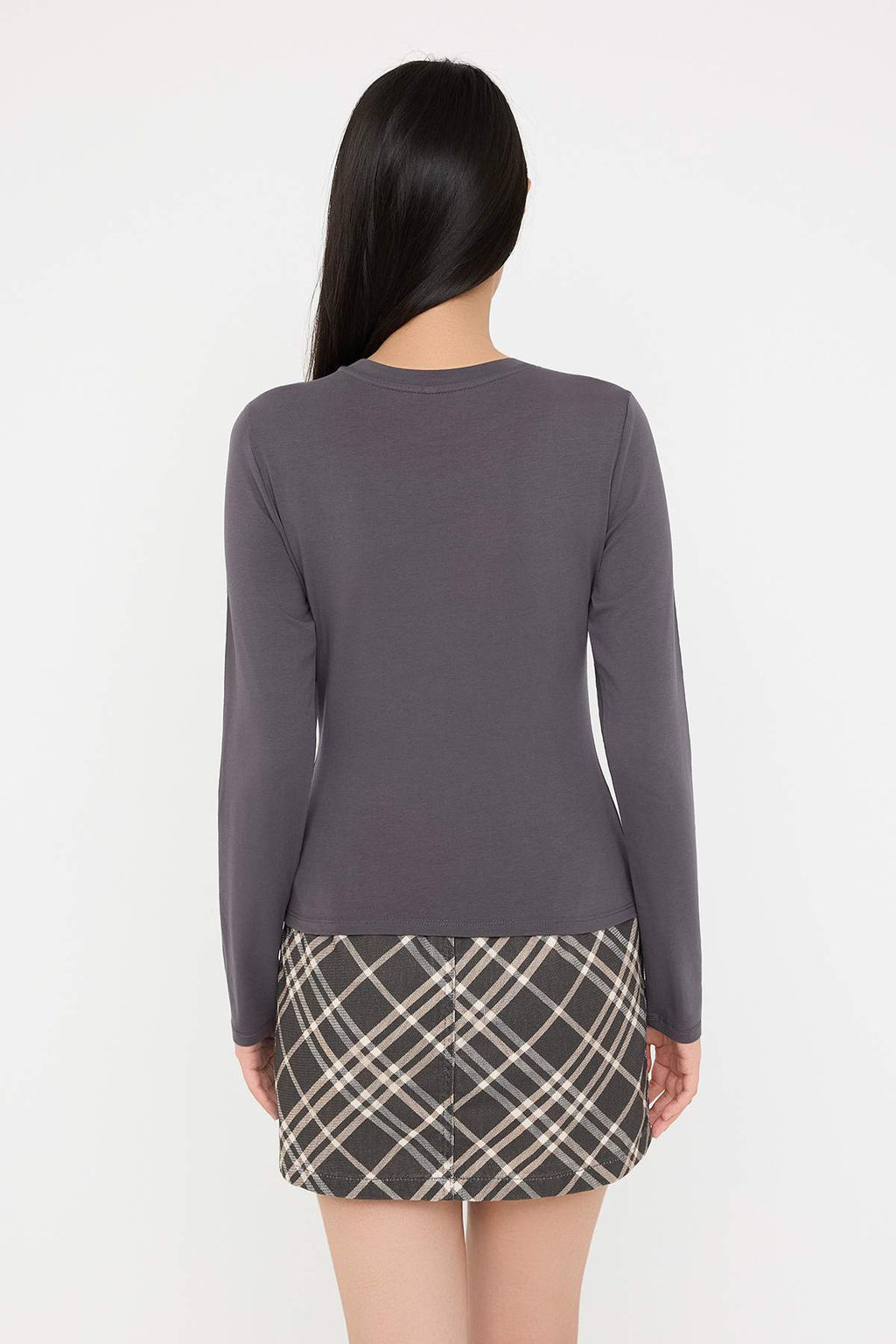 Antrasit Kiraz Tas Isleme Detayl? Fitted/Vucuda Oturan Pamuklu Esnek Orme Bluz TWOAW26BZ00079 - Trendyolmilla фото 4