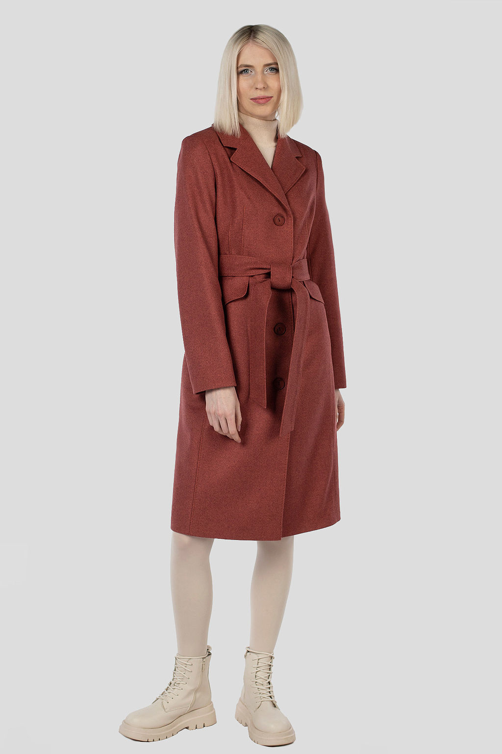 Пальто женское демисезонное (пояс) - El podio фото 5