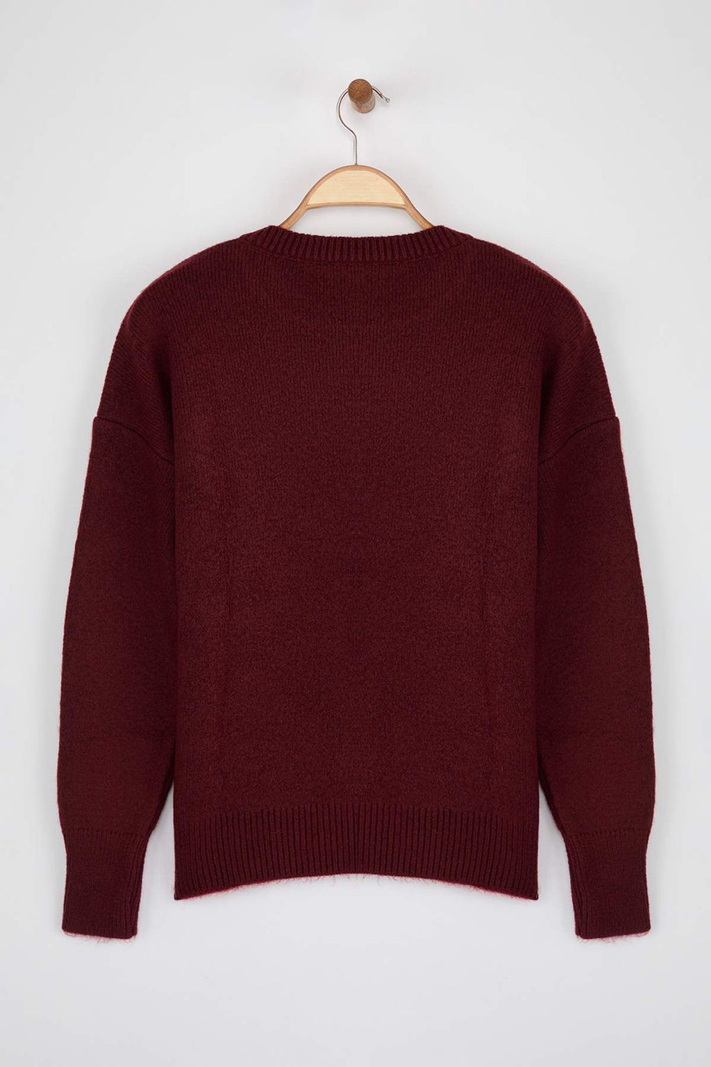 Wardrobe Essentials Bordo Yunlu Premium Iplik Basic Genis Kal?p Triko Kazak | TWOAW26KZ00065