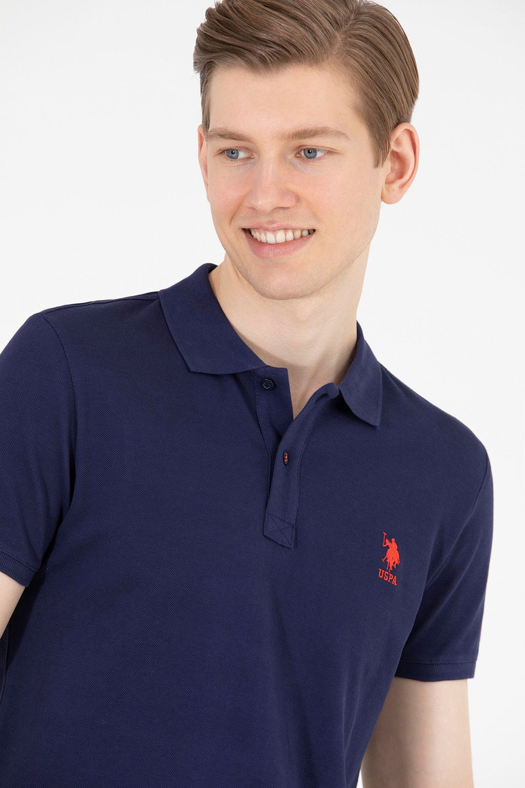 U. S. Polo Assn Мужская темно-синяя базовая футболка с воротником-поло - U.s. polo assn фото 3