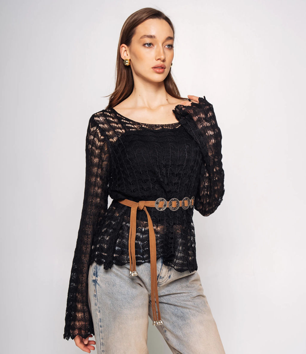 Лонгслив+топ #КТ2979, чёрный