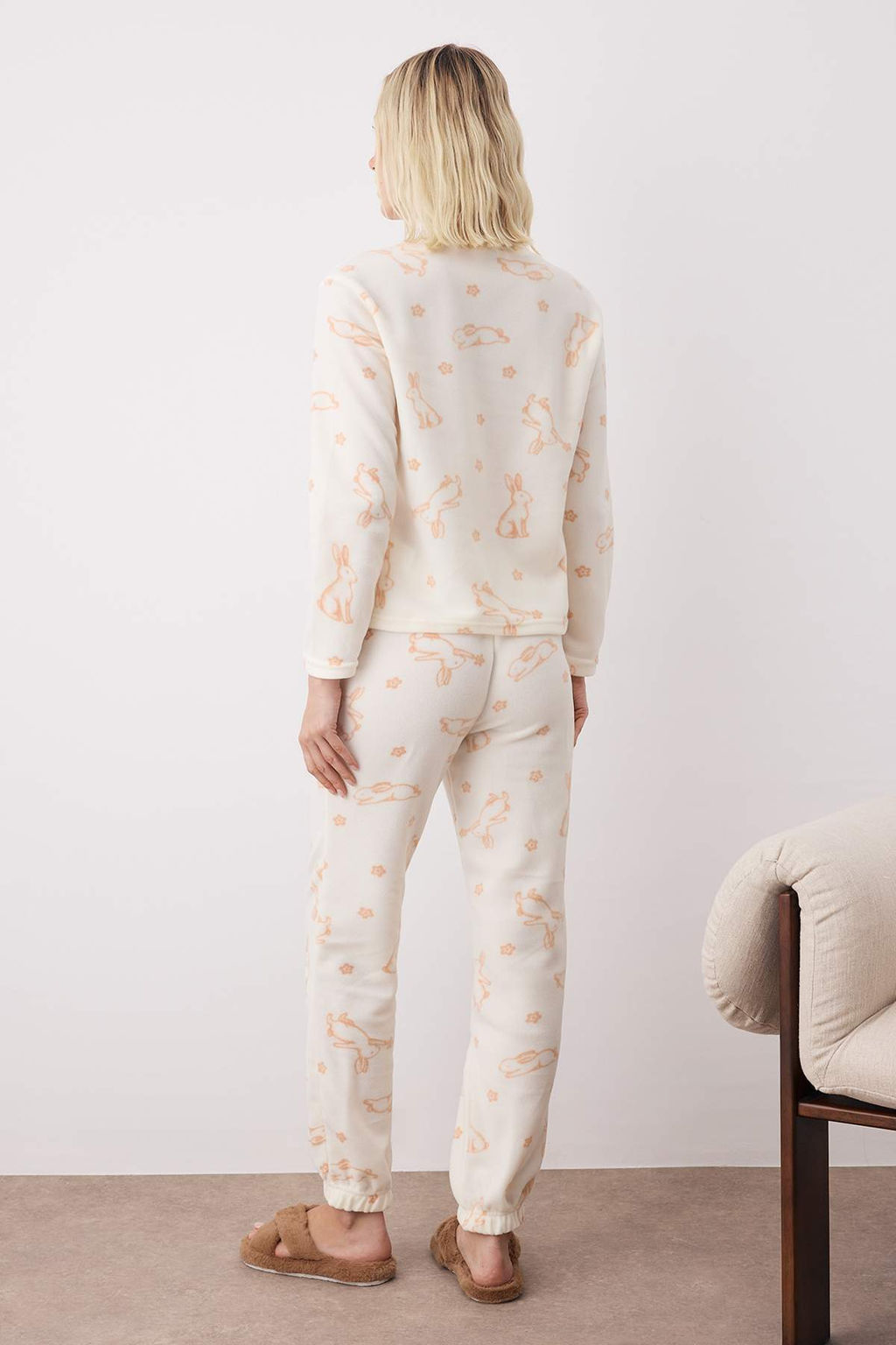 Ekru Tavsan Desenli Polar Orme Pijama Tak?m? THMAW26PT00085 - Trendyolmilla фото 4