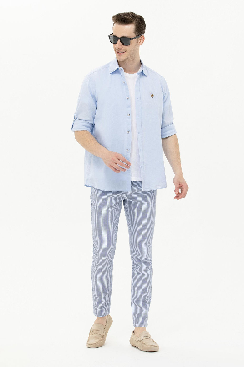 Мужская голубая базовая рубашка с длинным рукавом Неожиданная скидка в корзине - U.s. polo assn фото 2