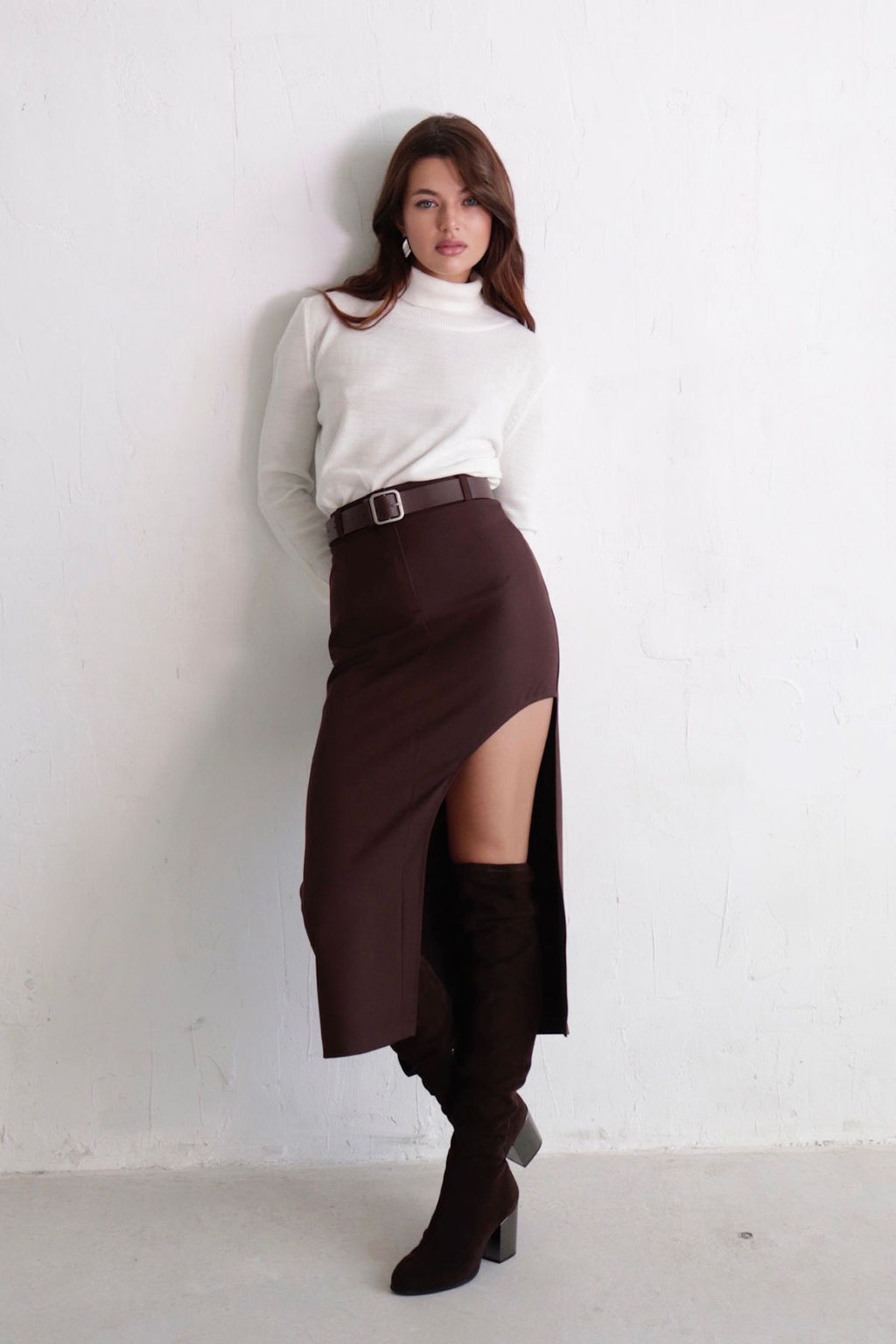 11591 Юбка с вырезом кофейная - Martichelli фото 9