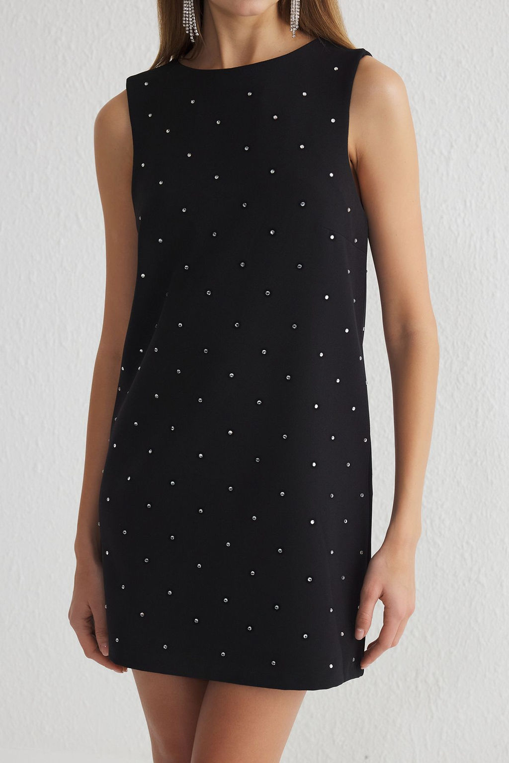 TRENDYOLMILLA Siyah Parlak Tas Baskl? Super Mini Elbise TPRAW25EL00192 фото 11