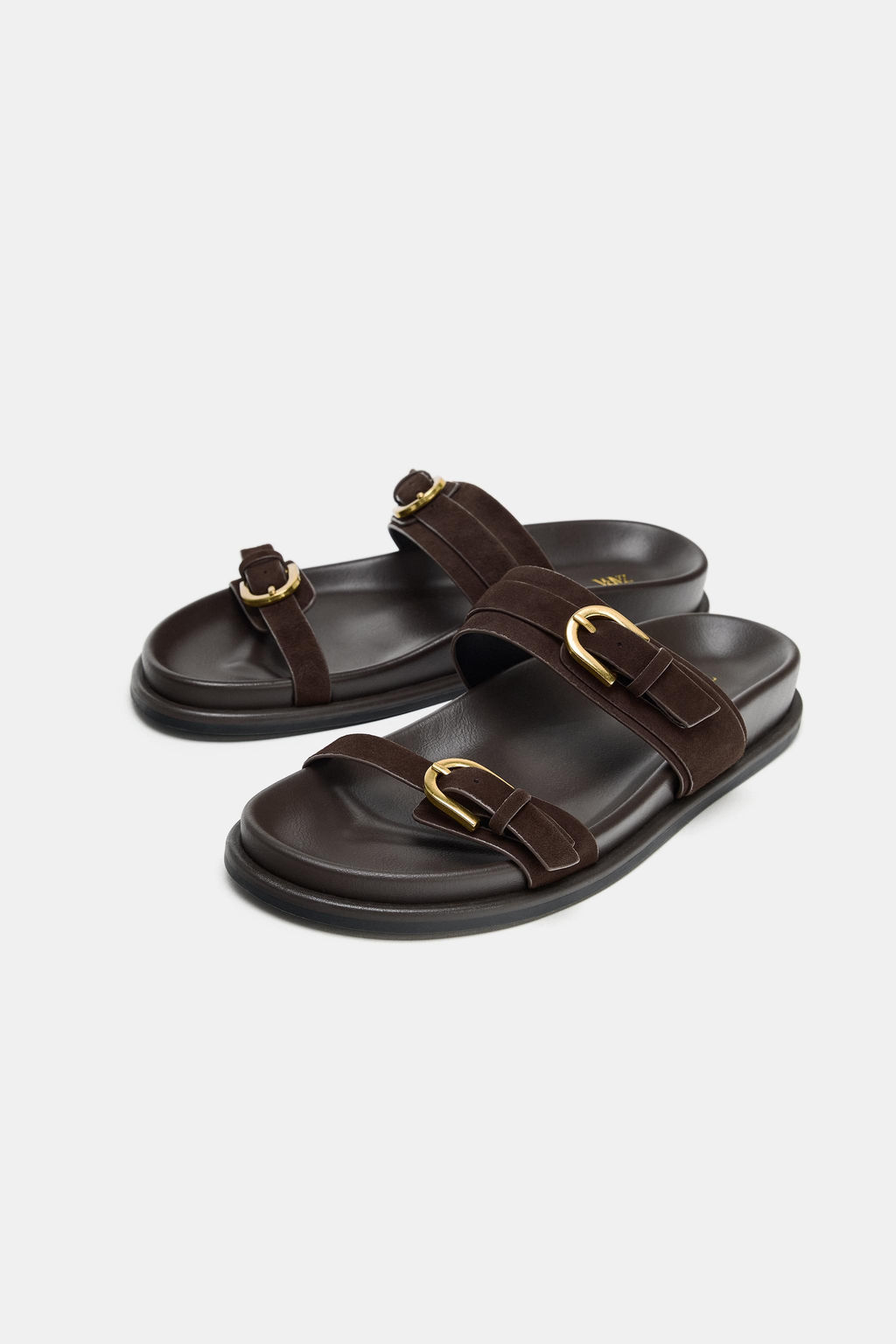 SANDALIA PIEL DOBLE HEBILLA / Marr?n - Zara фото 3