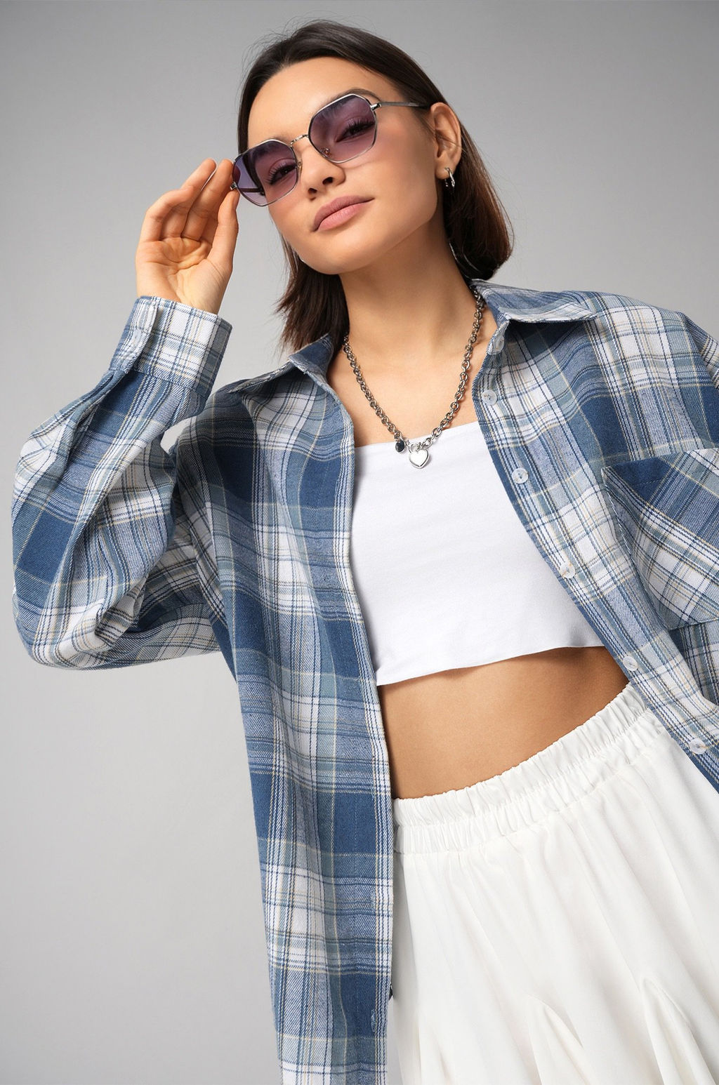 Рубашка женская в клетку Happyfox