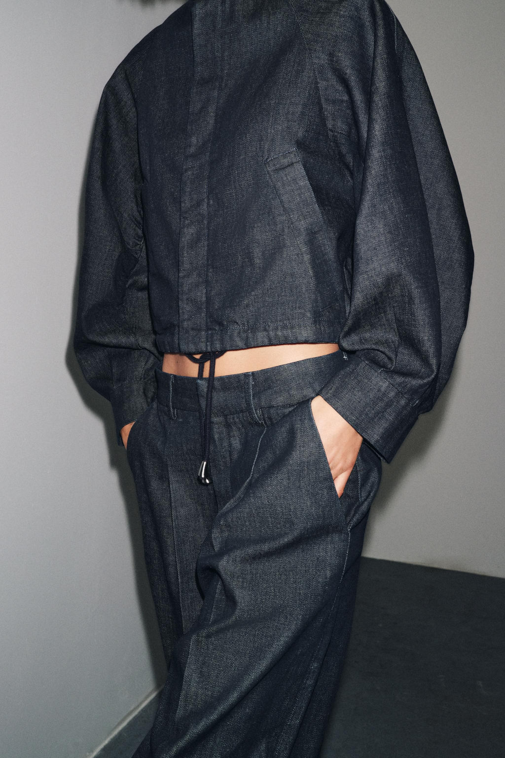 ZW COLLECTION PUFF DENIM BOMBER JACKET