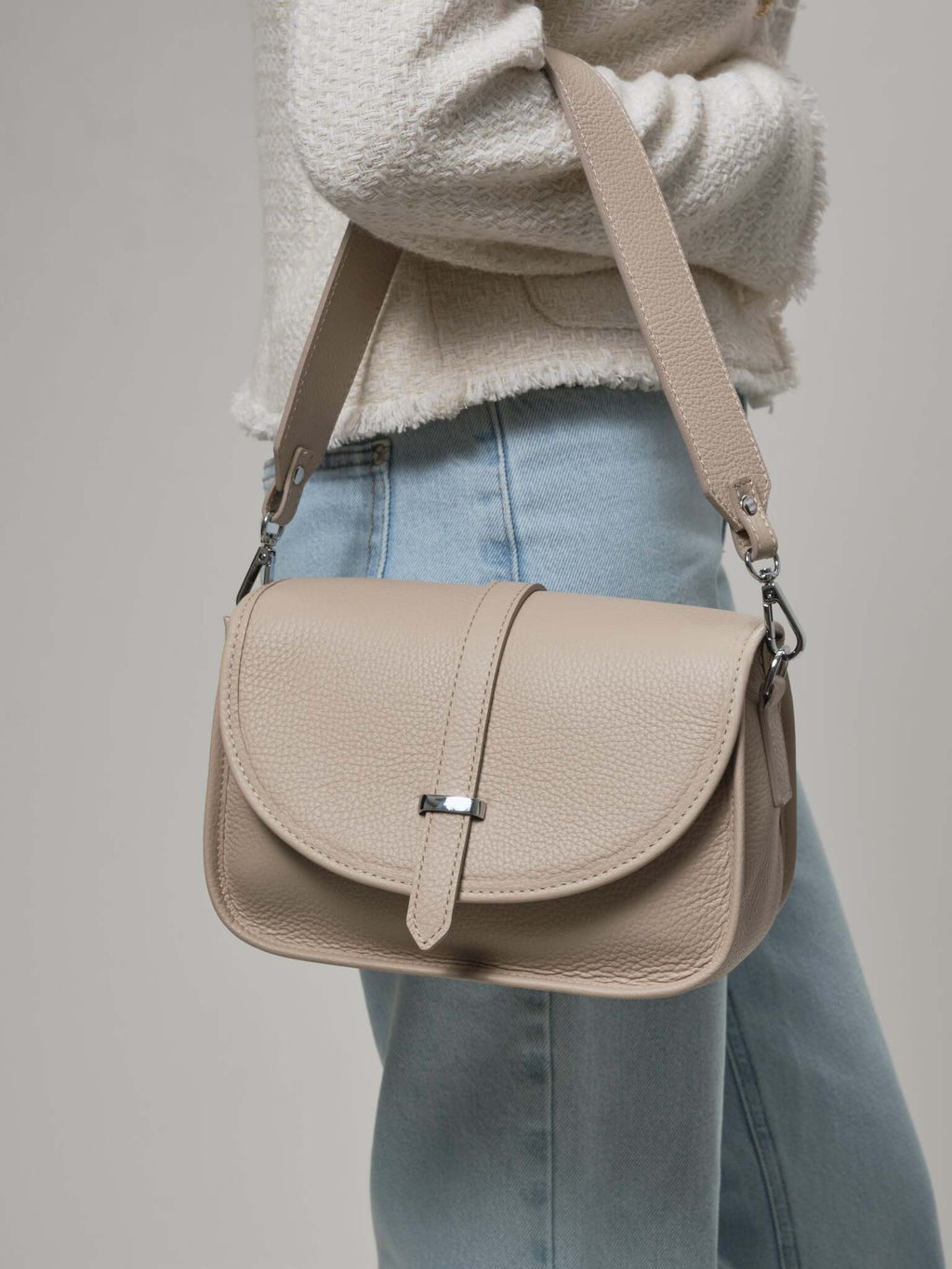 Кожаная сумка Suzy DBR 31110 бежевый жемчуг  фото 3