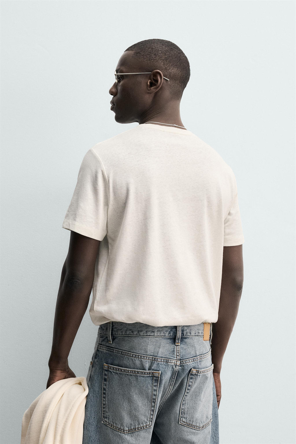 CAMISETA LINO - ALGOD?N / Blanco roto - Zara фото 3