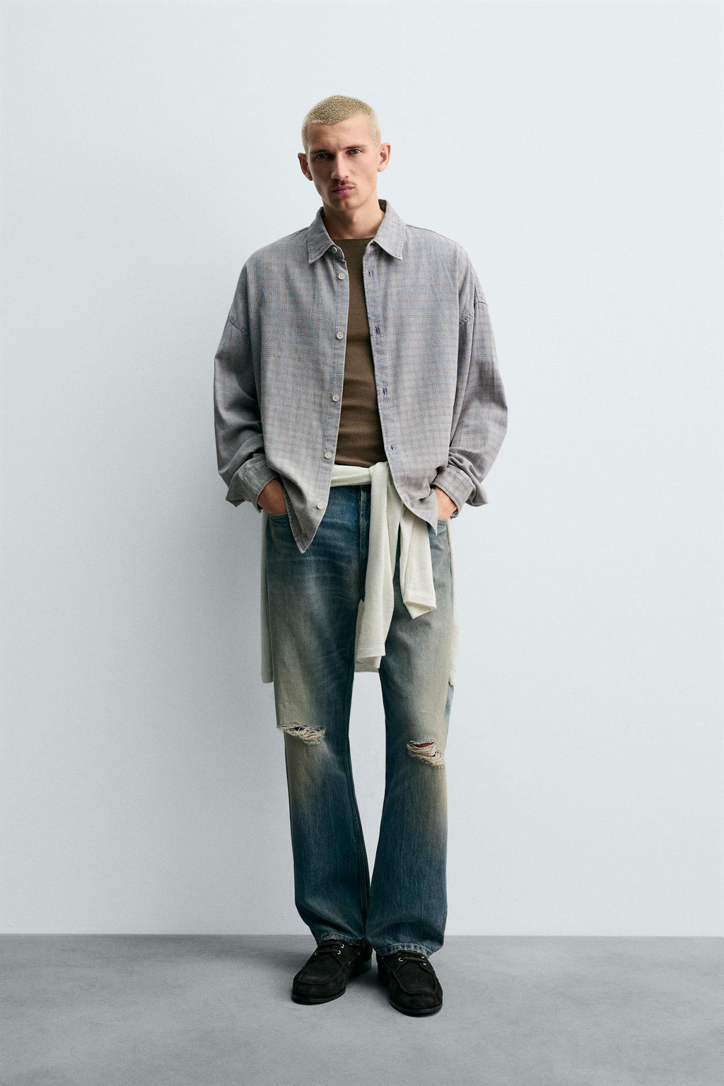 CHECK TEXTURED OVERSHIRT