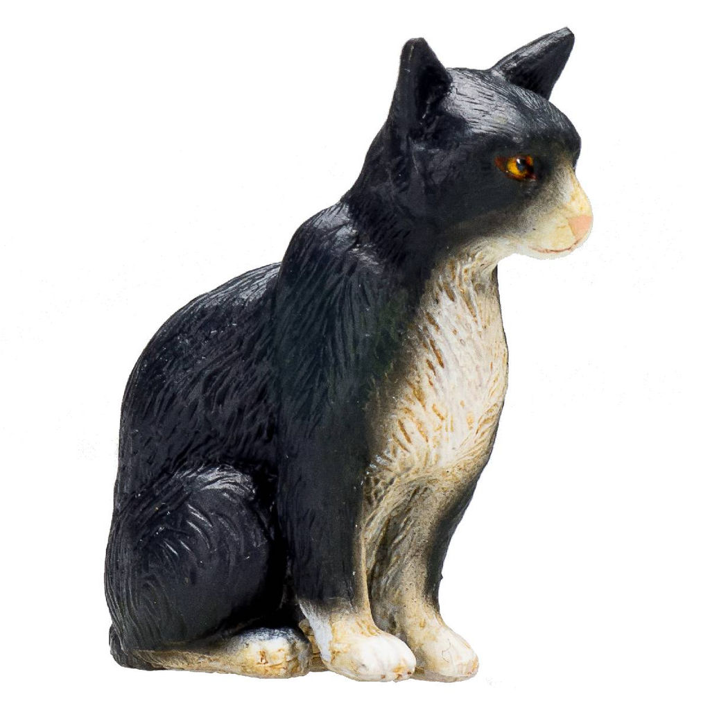Кошка, черно-белая (сидящая)