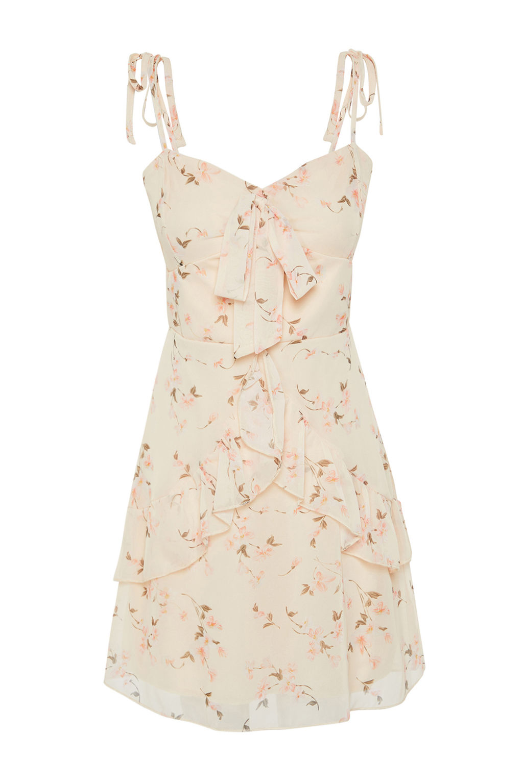 Pudra Cicekli A-line Sifon Astarl? Mini Dokuma Elbise TWOSS24EL00791 - Trendyolmilla фото 7