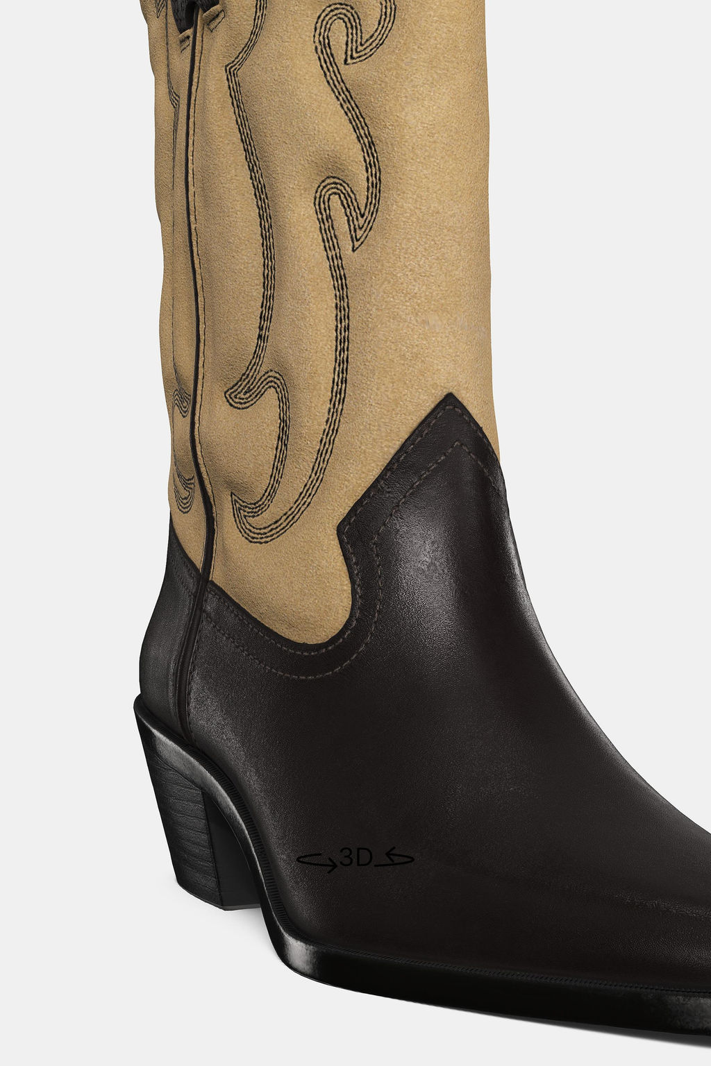 COMBINED LEATHER EMBROIDERED BOOTS - Zara фото 4