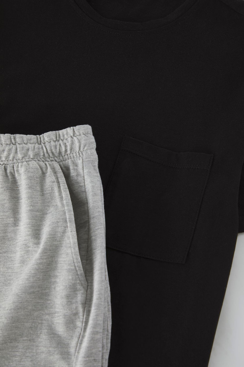 TRENDYOL MAN Siyah - Gri Regular Fit Orme Sortlu Pijama Tak?m? TMNSS25PT00033 - Trendyolmilla фото 3