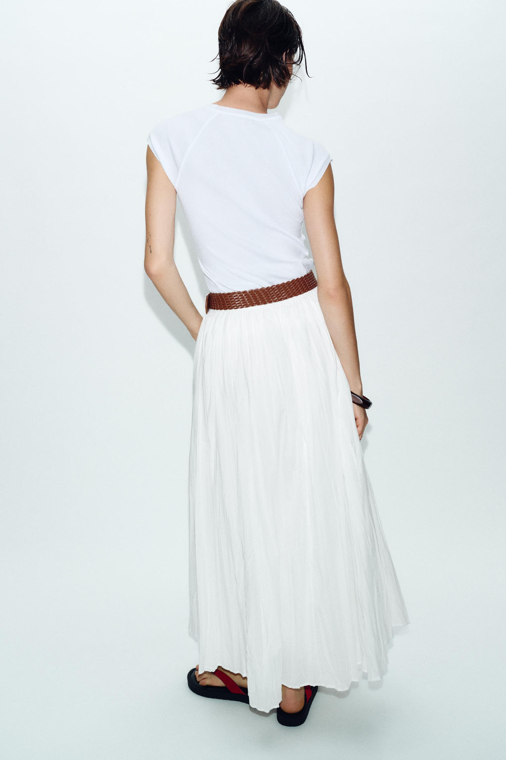 FALDA MIDI CINTUR?N / Blanco - Zara фото 5