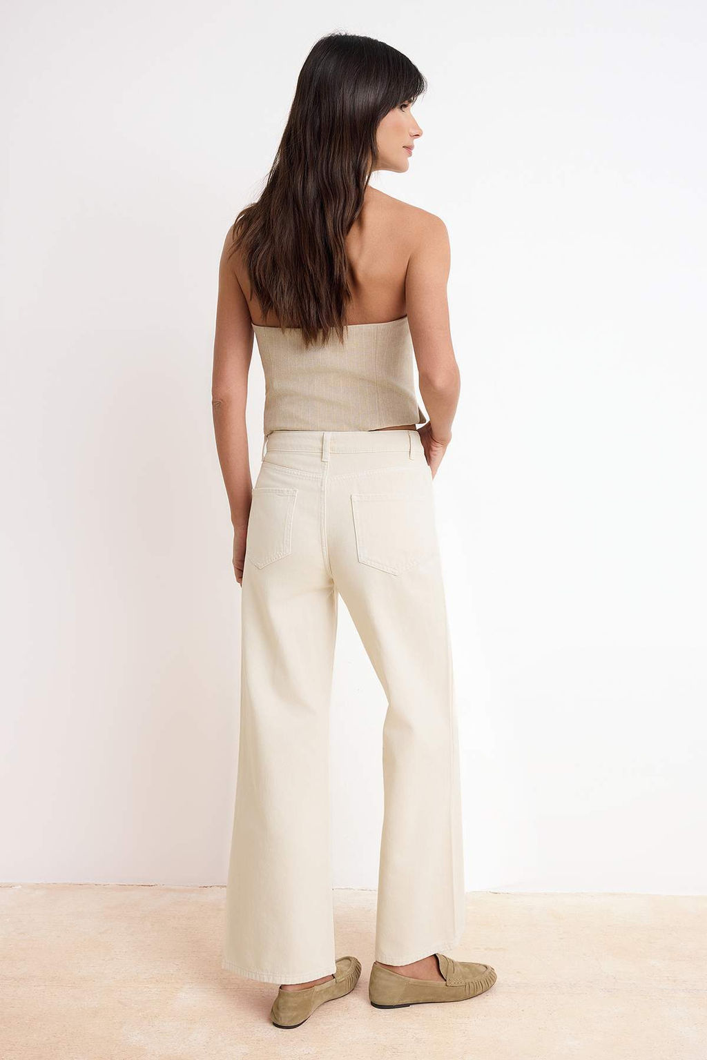 Bej DOKUMLU Yuksek Bel %100 Pamuk Wide Leg Jeans TWOSS26JE00216 - Trendyolmilla фото 12