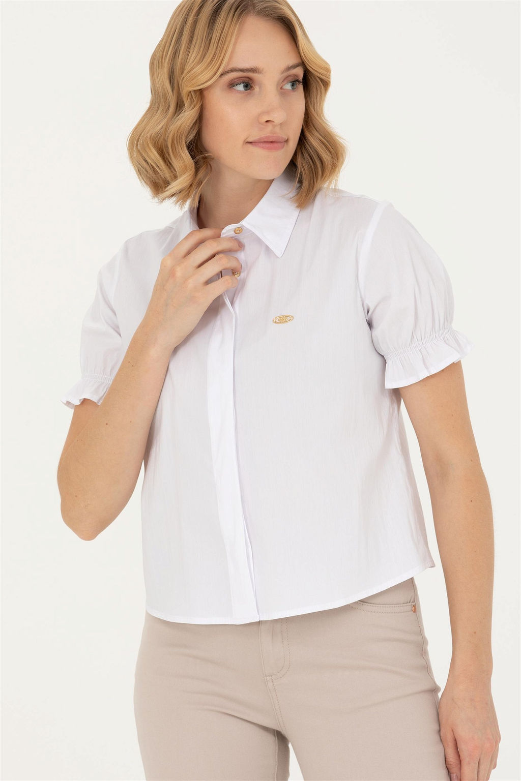 Женская белая рубашка с коротким рукавом - U.s. polo assn фото 3