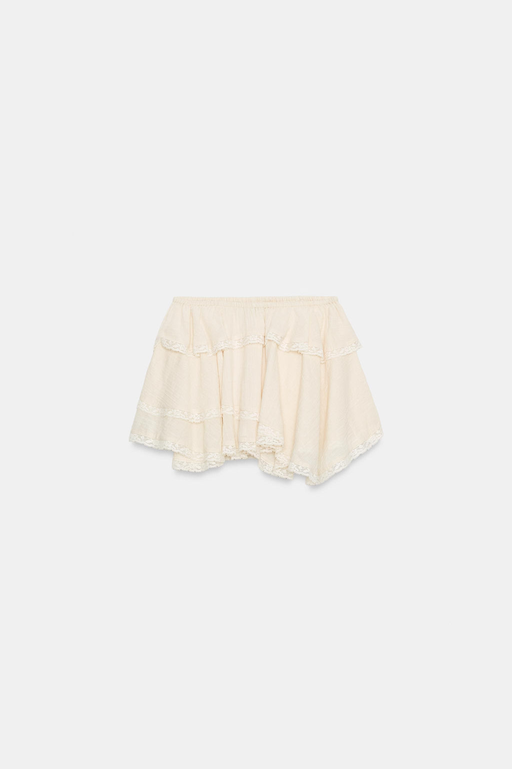 FALDA MINI VOLANTES ENCAJE / Blanco / Rosa - Zara фото 5
