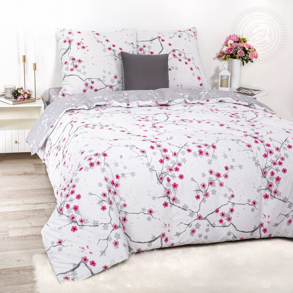 Постельное белье Киото с простынью на резинке (поплин DE LUXE) Евро/Пододеяльник: 1 шт. - 215*200; Простыня на резинке: 1 шт. - 200*180*25; Наволочка: 2 шт. - 70*70; DE LUXE с простынью на резинке