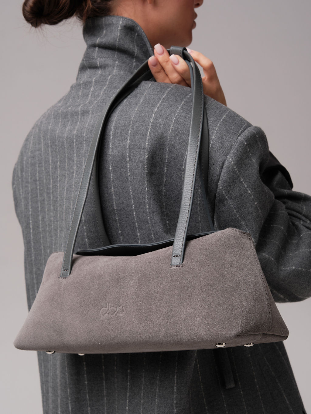 Замшевая сумка Raduy DBR 31127 серый замок  фото 2