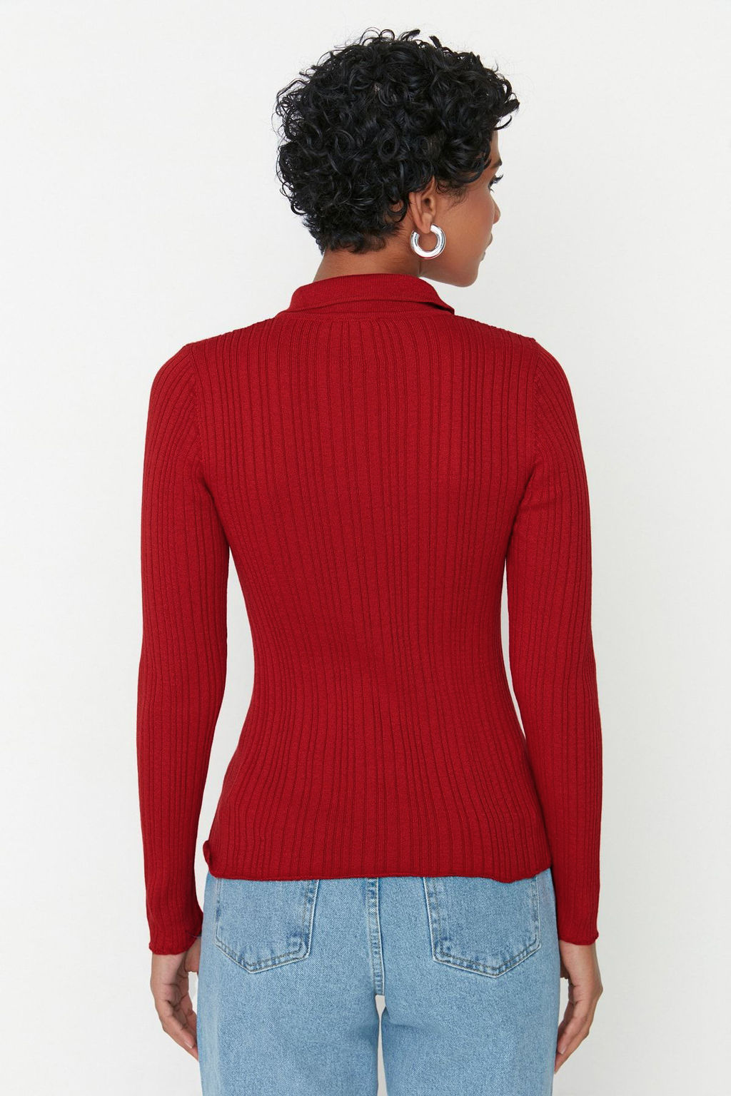 TRENDYOLMILLA Kahverengi Fitilli Polo Yaka Triko H?rka TWOAW20HI0070 фото 5