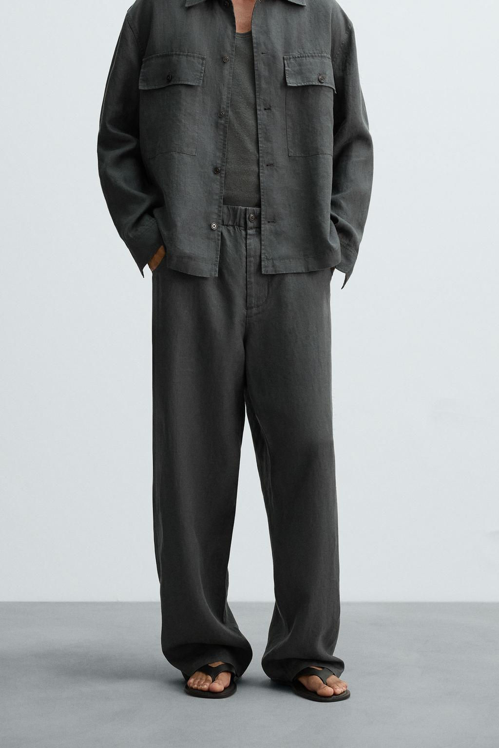 100% HEMP RELAXED FIT TROUSERS - Zara фото 8