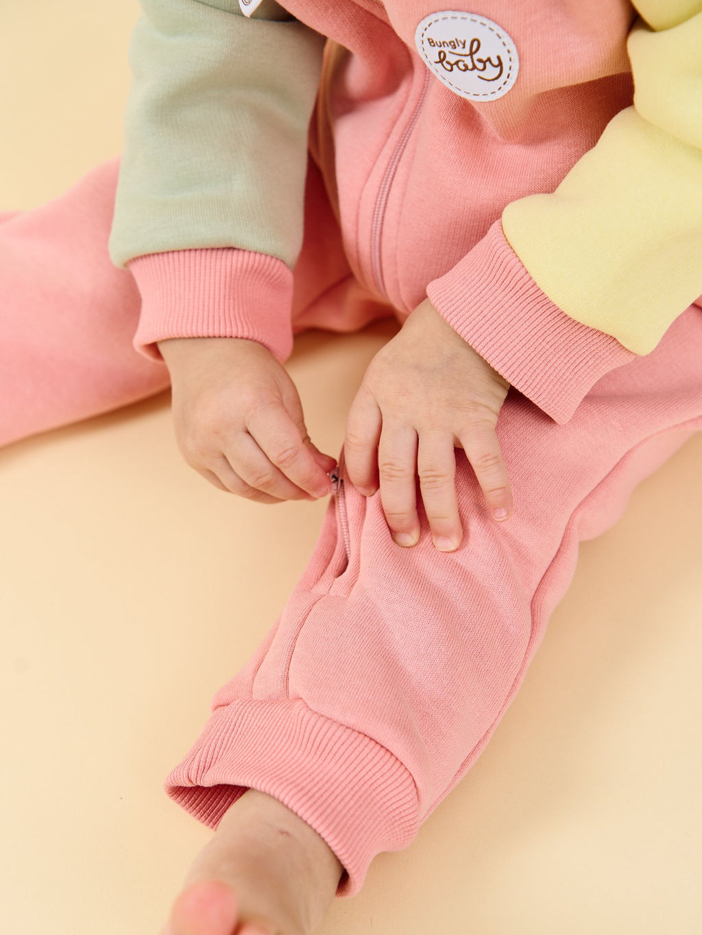 Комбинезон-косуха Колор блок Персик утепленный 0+ - Bungly фото 6