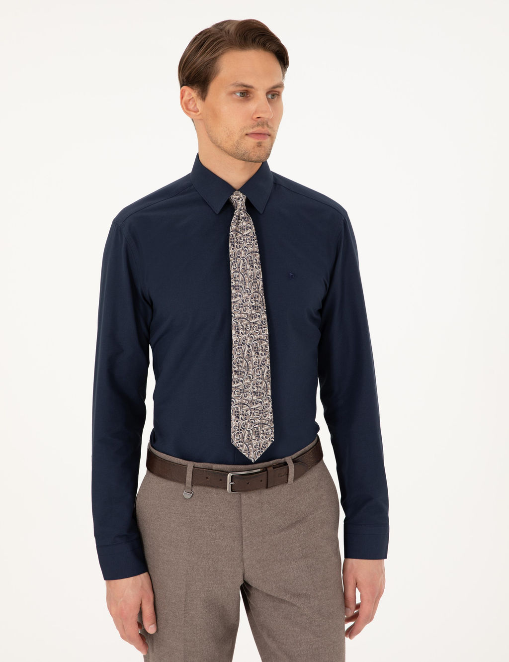 Lacivert Regular Fit Uzun Kollu Basic G_mlek