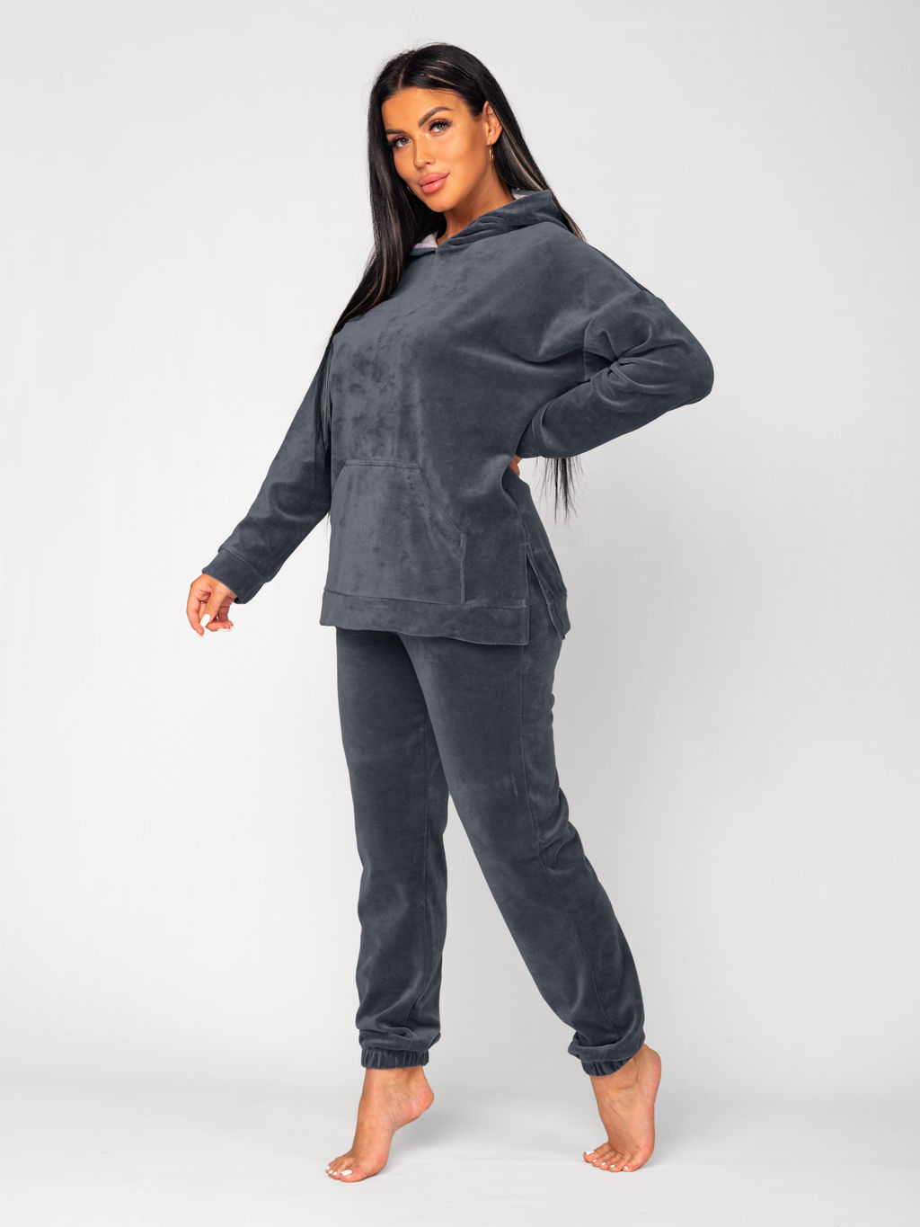 Костюм женский велюровый с брюками АИША ГРАФИТ - Domtrik фото 5