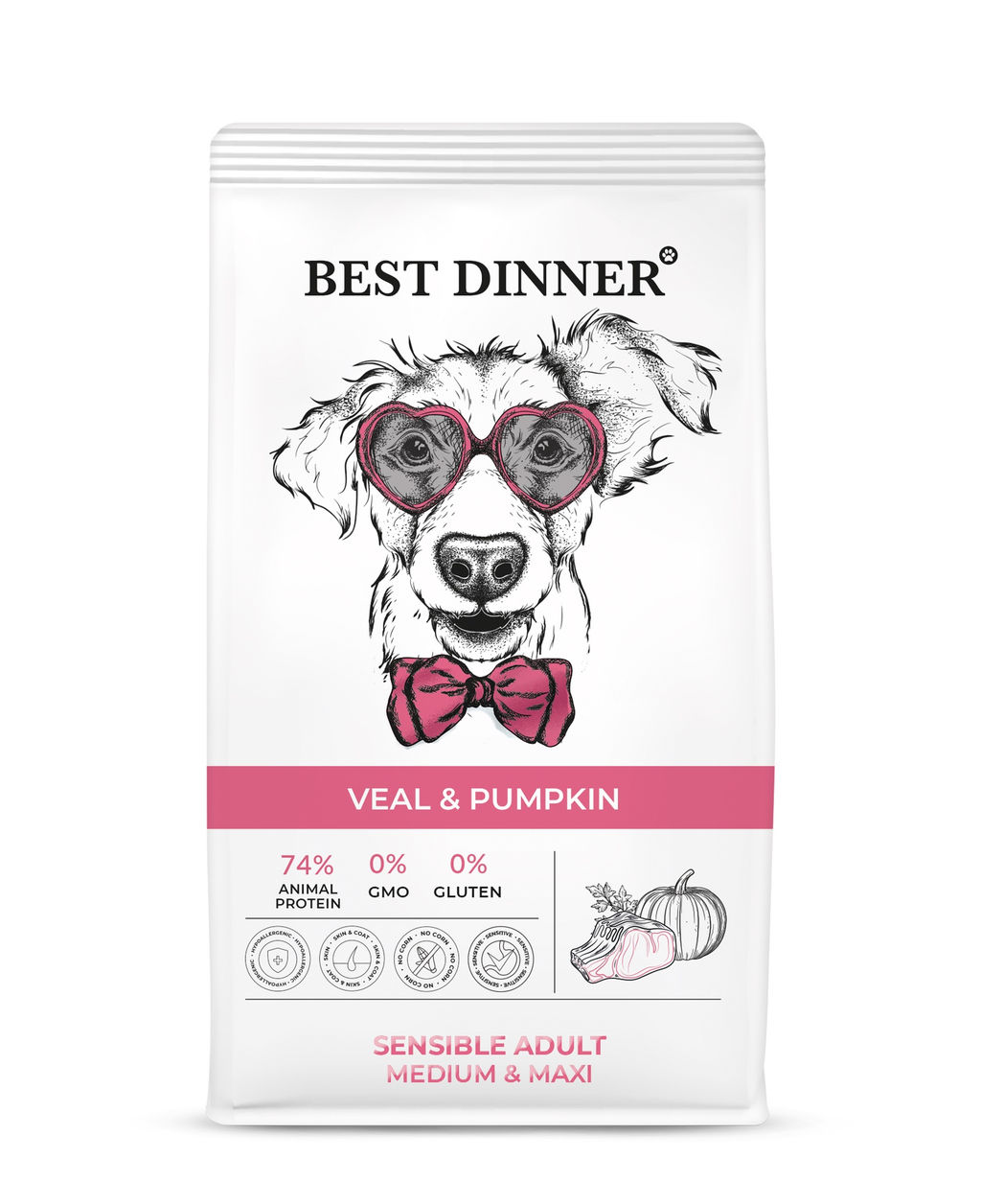 Сухой корм для собак средних и крупных пород с Телятиной и тыквой 75055