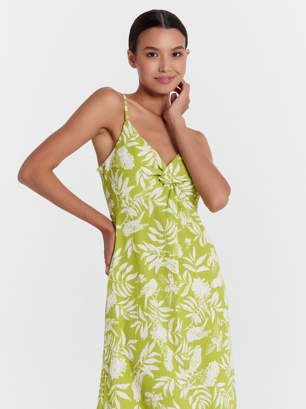 Сарафан женский в зеленом оттенке с птичками птицы на цитроне 152640 - Mark formelle фото 5