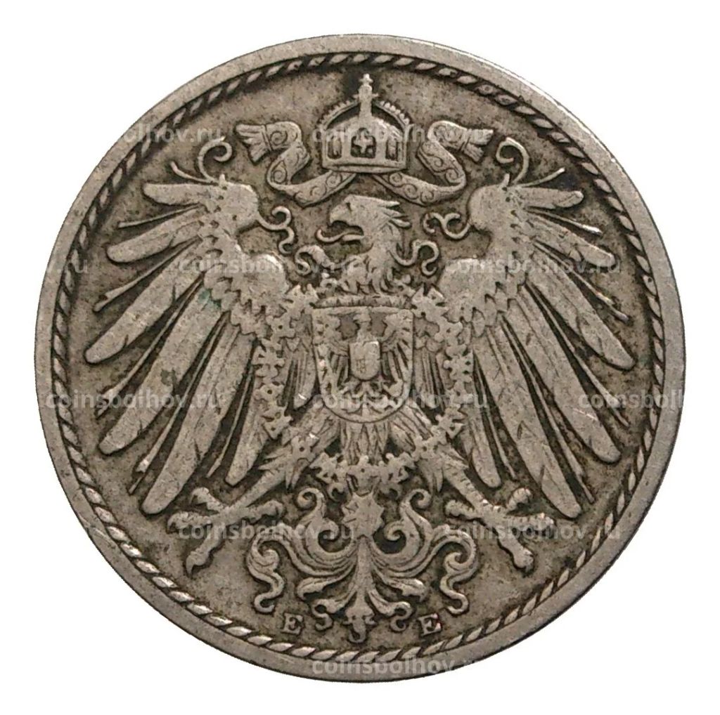 Монета 5 пфеннигов 1902 года Е Германия