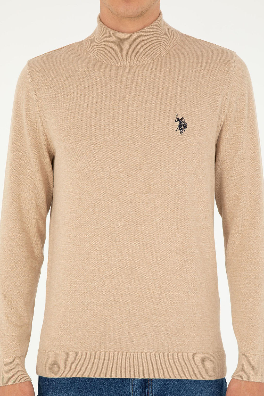 Мужской базовый свитер песочного меланжа Неожиданная скидка в корзине - U.s. polo assn фото 6