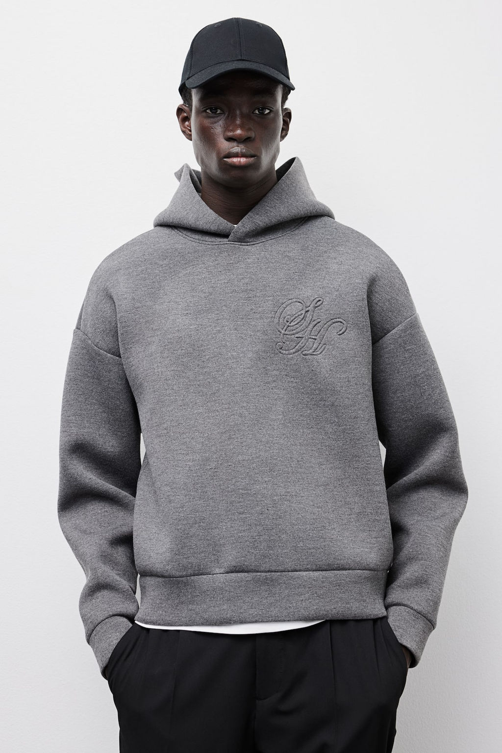 Sudadera efecto neopreno con capucha Loose Fit - H&m фото 2