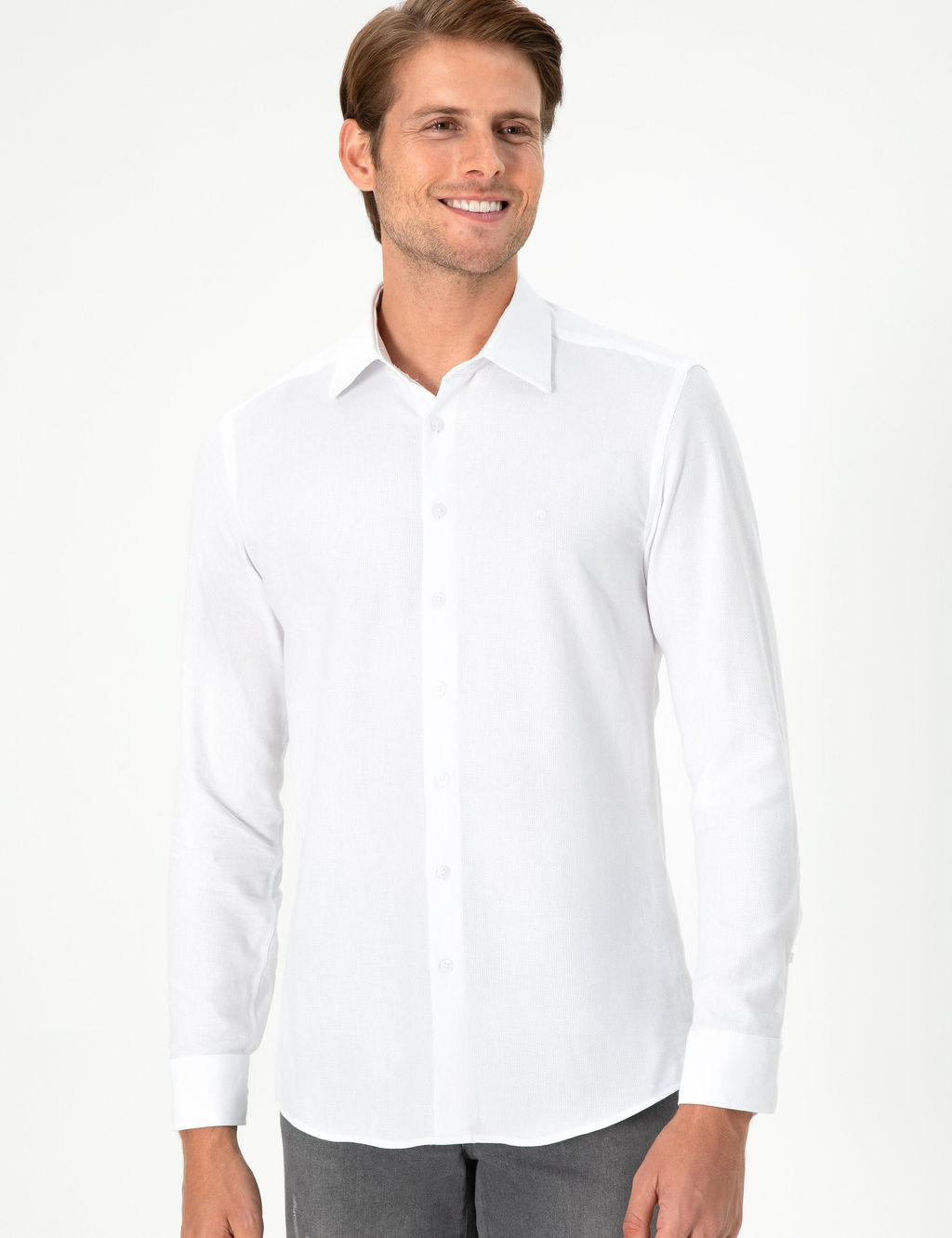 Beyaz Slim Fit Uzun Kollu G_mlek - Pierre cardin фото 3