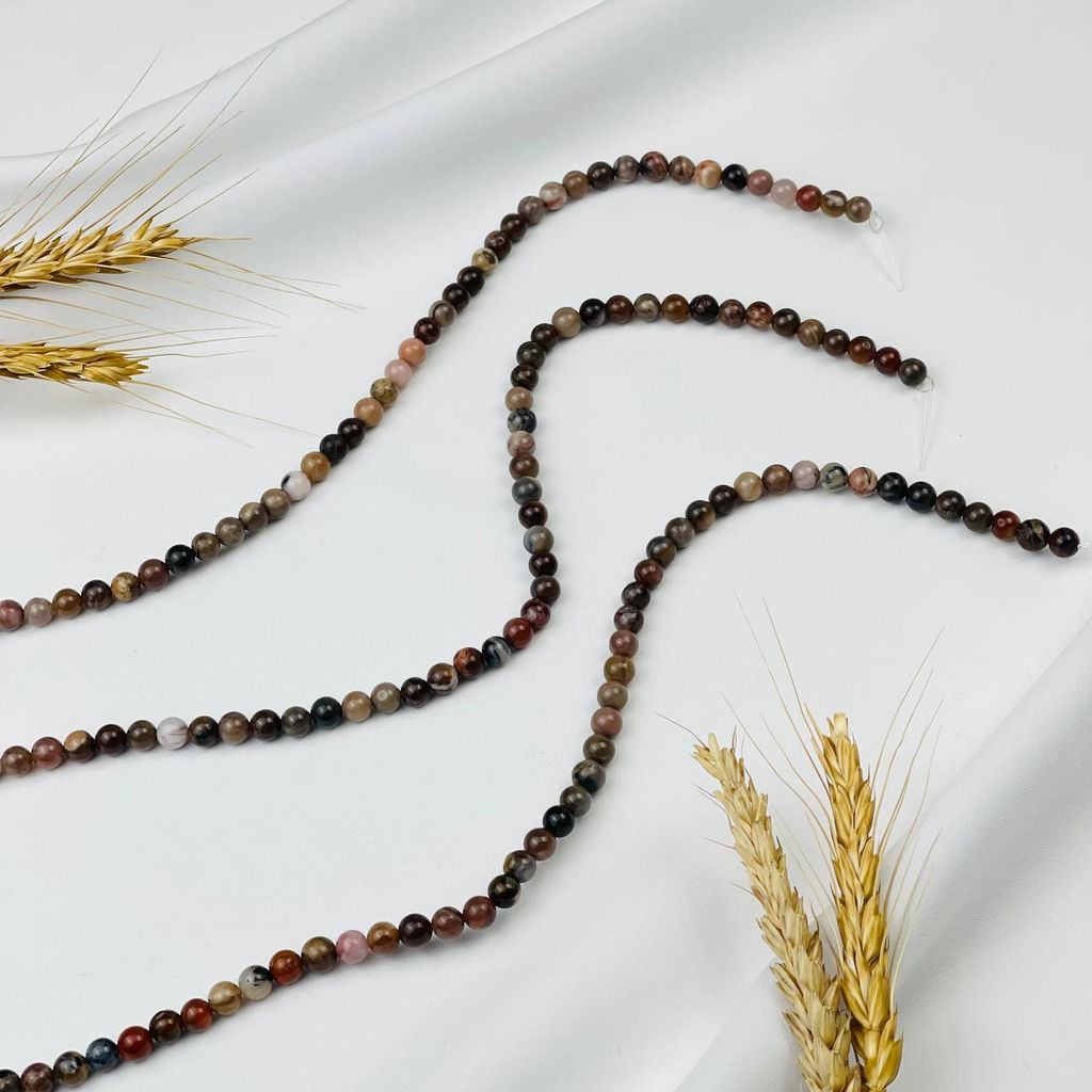 Бусины для украшений Окаменелое дерево (57 бусин) 38 см