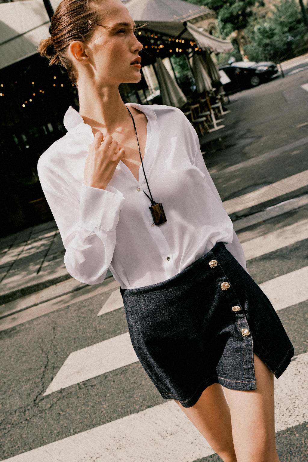 Z1975 DENIM SKORT WITH CROSSOVER BUTTONS - Zara фото 6