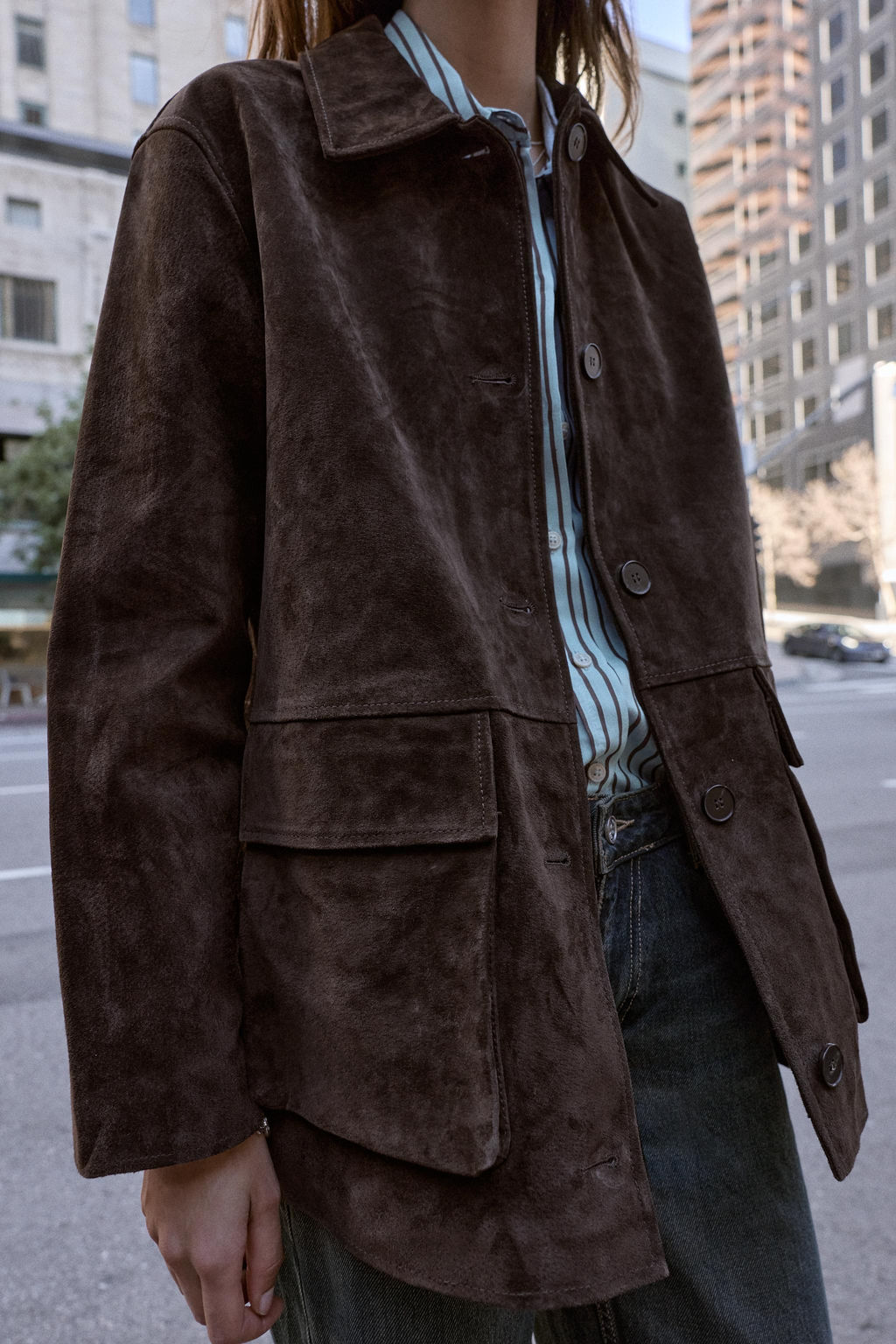 100% LEATHER SUEDE JACKET - Zara фото 4