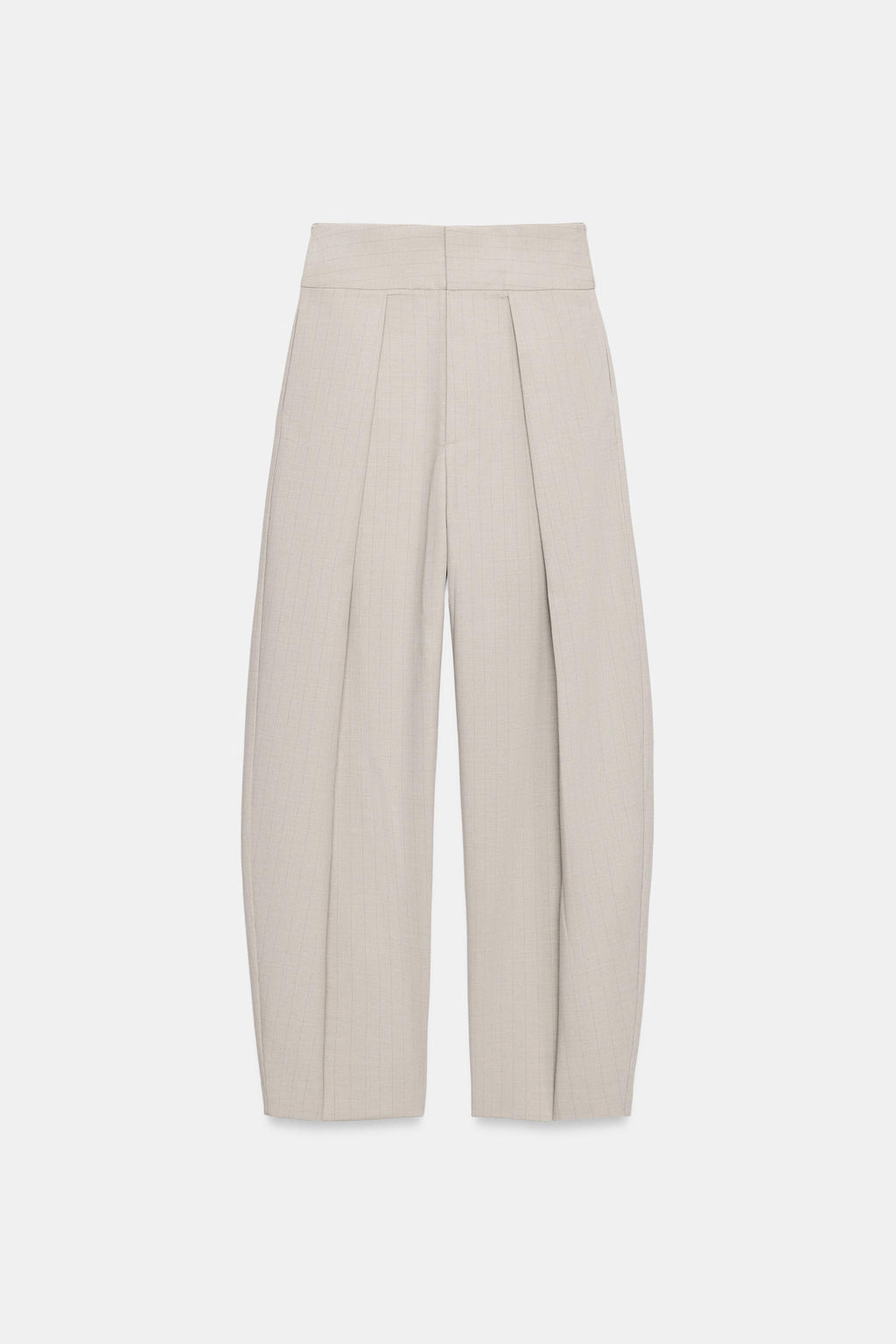 PANTAL?N BALLOON PLIEGUES RAYAS / Gris / Beige - Zara фото 6