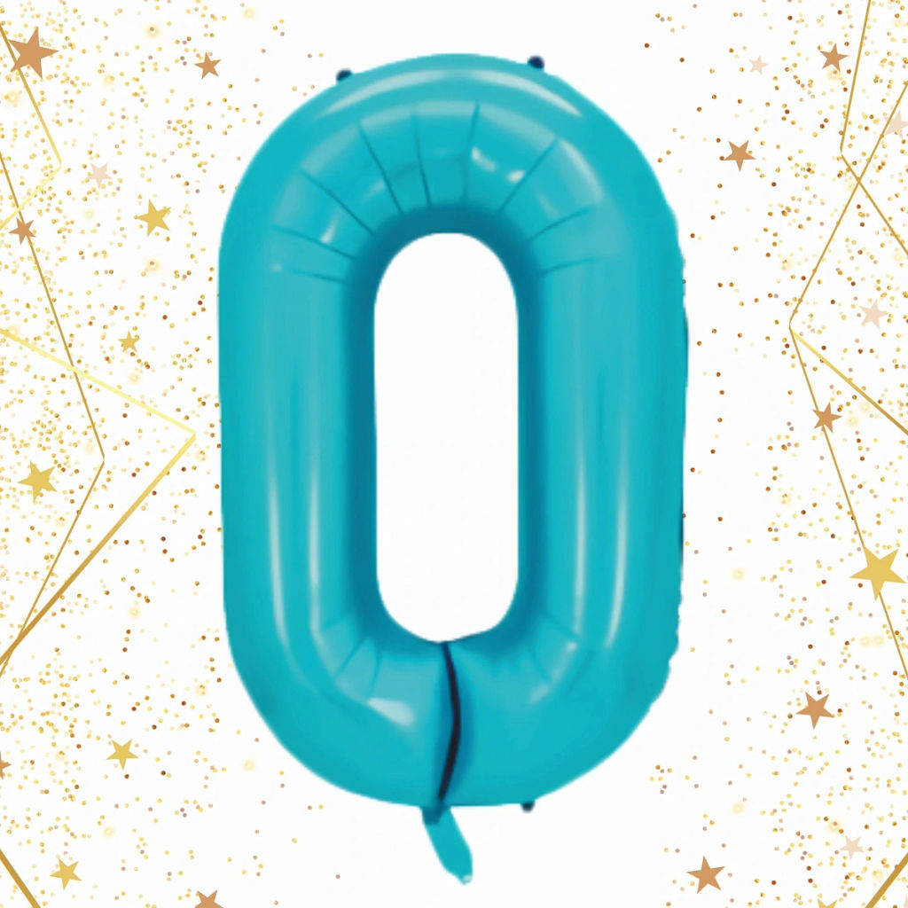 Шар фольгированный 32/81см "Цифра "0" (голубой)
